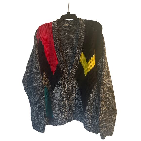 GUC Street Scenes Men's Cardigan Sweater Black Buttons Size Small - Oversized - Picture 1 of 5